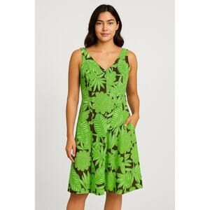 Nine West Green Tropical Floral Dress with Pockets – Size 4